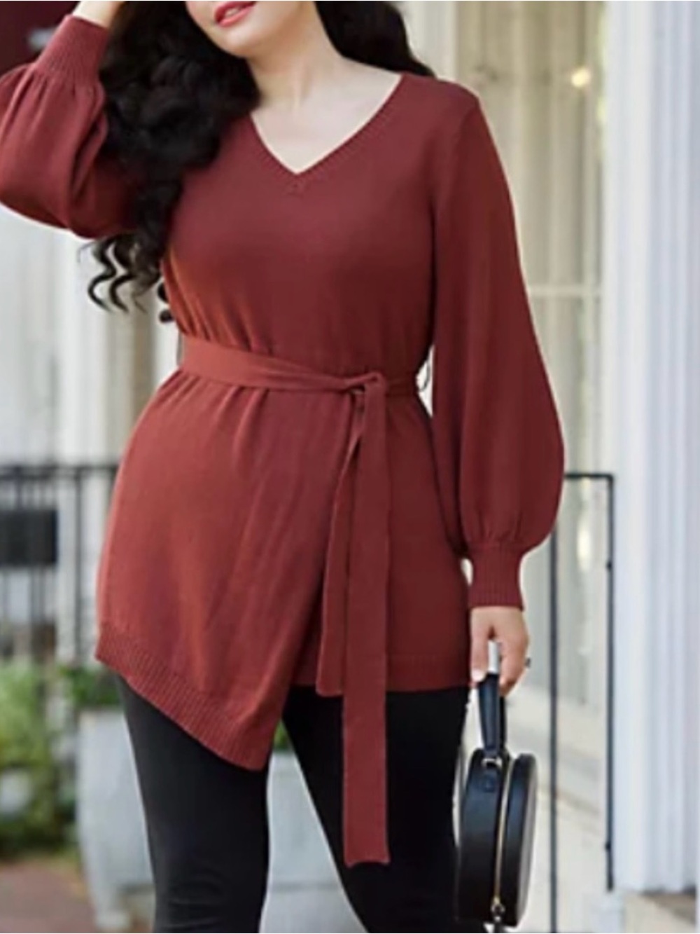 Girls With Curves Faux-Wrap Sweater